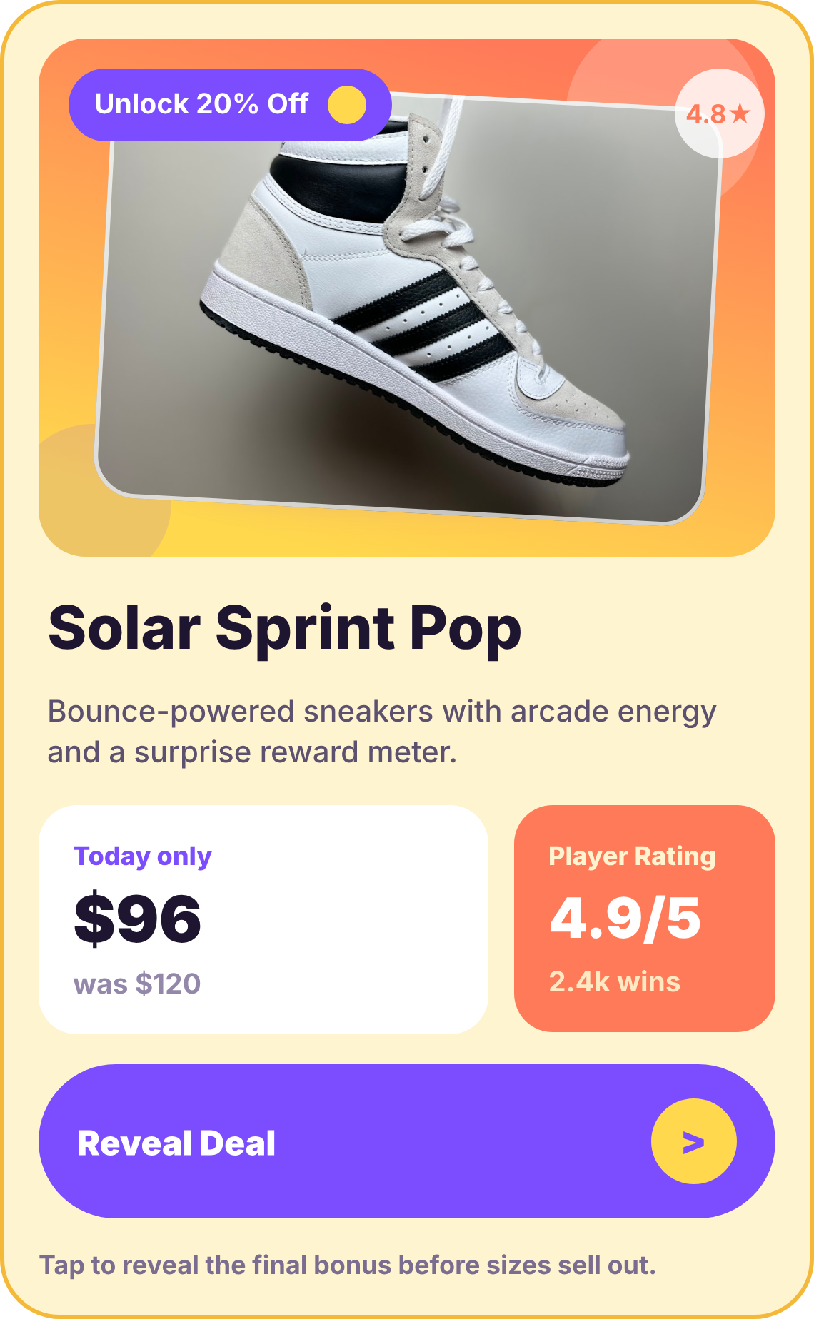 Playful shoe product card design